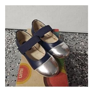 UMI Elaina Flats Mary Jane‎ Blue Silver Toe Elastic Strap Ballet EU 29 US 11.5